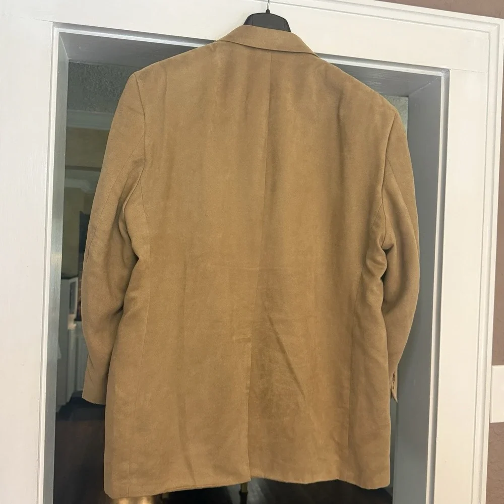 Chaps Ralph Lauren Blazer Sport Jacket Mens‎ 44R Tan Faux Suede